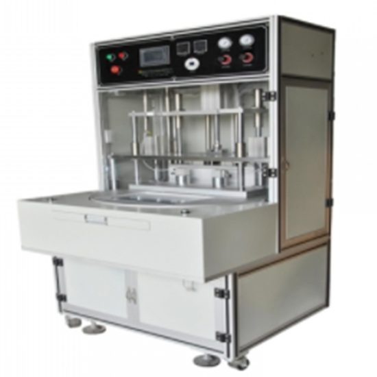 Máquina automática de sellado final y recorte de bordes de tres estaciones y dos cámaras