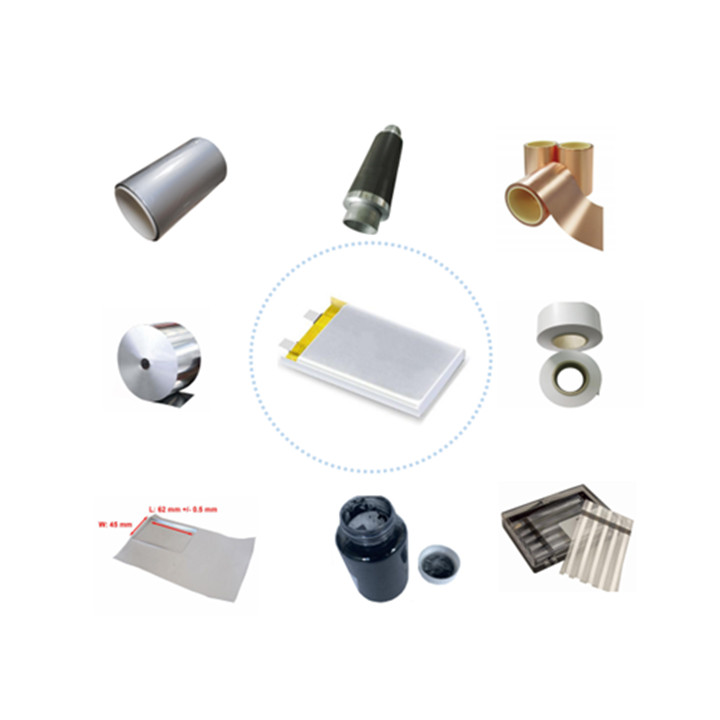 Los materiales de la batería de iones de litio de celda tipo bolsa incluyen material de ánodo y material de cátodo