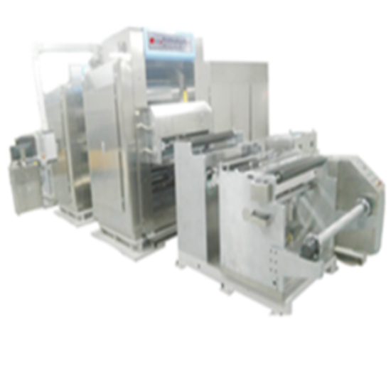 Prensa laminadora en caliente con sistema de bobinado y rebobinado para la fabricación de electrodos de batería