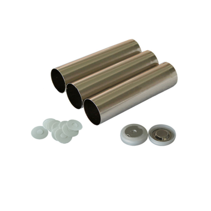 Estuche cilíndrico para celdas 18650 con tapa antiexplosiva y junta tórica aislante