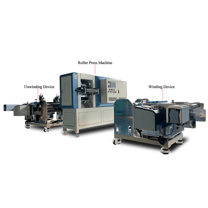 Prensa hidráulica de laminación por calor para baterías de iones de sodio con sistema de bobinado y desbobinado